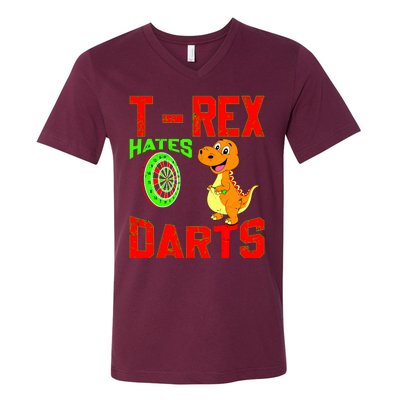 T Rex Hates Darts V-Neck T-Shirt