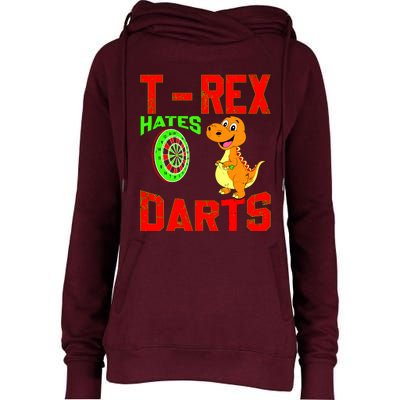 T Rex Hates Darts Womens Funnel Neck Pullover Hood