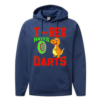 T Rex Hates Darts Performance Fleece Hoodie