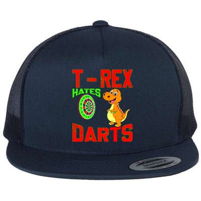 T Rex Hates Darts Flat Bill Trucker Hat