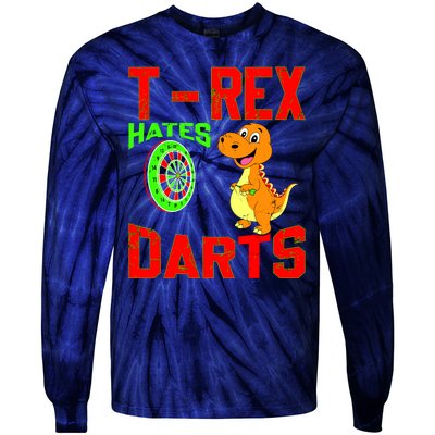 T Rex Hates Darts Tie-Dye Long Sleeve Shirt