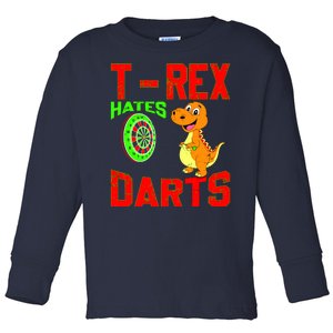 T Rex Hates Darts Toddler Long Sleeve Shirt