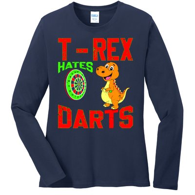 T Rex Hates Darts Ladies Long Sleeve Shirt