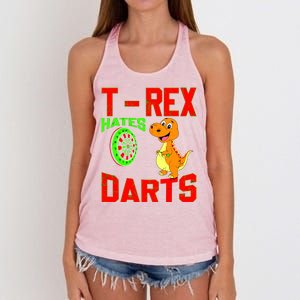 T Rex Hates Darts Women's Knotted Racerback Tank