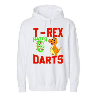 T Rex Hates Darts Garment-Dyed Fleece Hoodie