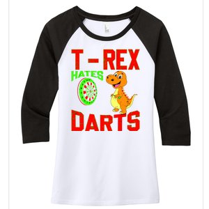 T Rex Hates Darts Women's Tri-Blend 3/4-Sleeve Raglan Shirt