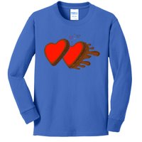 Two Red Hearts Valentine's Day Celebration Chocolate Lover Gift Kids Long Sleeve Shirt