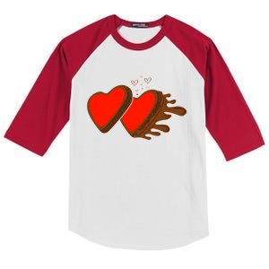 Two Red Hearts Valentine's Day Celebration Chocolate Lover Gift Kids Colorblock Raglan Jersey