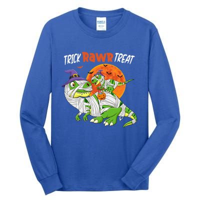 Trick Rawr Halloween Treat Pumpkin Dinosaur Mother T Rex Cool Gift Tall Long Sleeve T-Shirt