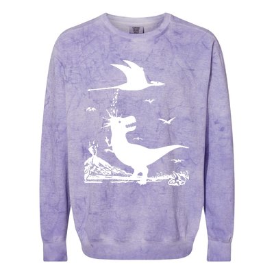 T Rex Hates Pterodactyl Colorblast Crewneck Sweatshirt