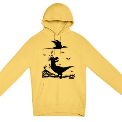 T Rex Hates Pterodactyl Premium Pullover Hoodie