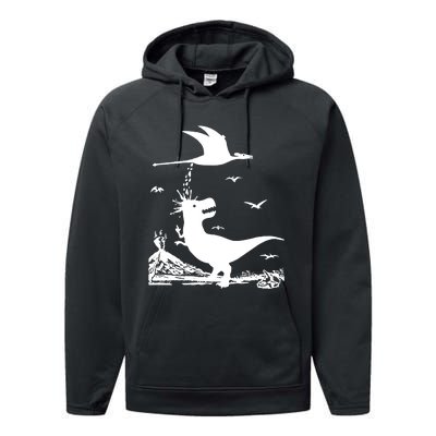 T Rex Hates Pterodactyl Performance Fleece Hoodie