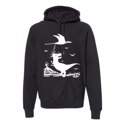 T Rex Hates Pterodactyl Premium Hoodie