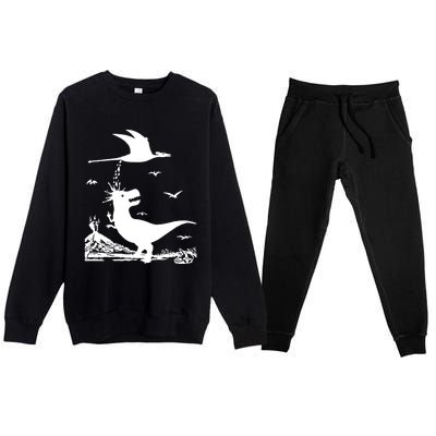 T Rex Hates Pterodactyl Premium Crewneck Sweatsuit Set