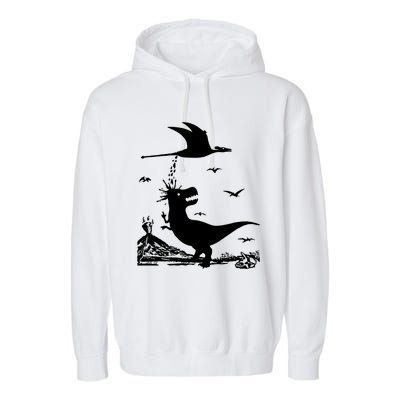 T Rex Hates Pterodactyl Garment-Dyed Fleece Hoodie