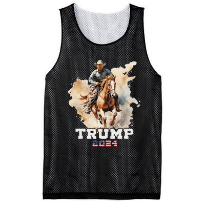 Trump Riding Horse American Flag Cowboy Design Mesh Reversible Basketball Jersey Tank