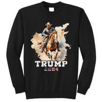 Trump Riding Horse American Flag Cowboy Design Tall Sweatshirt