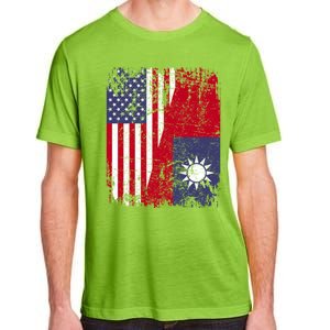 Taiwanese Roots Half American Flag Usa Taiwan Flag Gift Adult ChromaSoft Performance T-Shirt