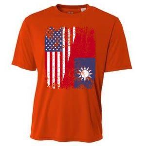 Taiwanese Roots Half American Flag Usa Taiwan Flag Gift Cooling Performance Crew T-Shirt