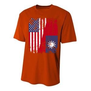 Taiwanese Roots Half American Flag Usa Taiwan Flag Gift Performance Sprint T-Shirt