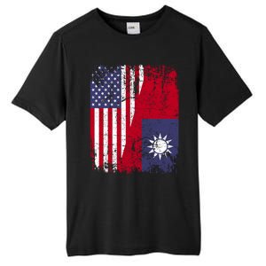 Taiwanese Roots Half American Flag Usa Taiwan Flag Gift Tall Fusion ChromaSoft Performance T-Shirt