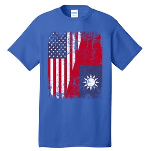 Taiwanese Roots Half American Flag Usa Taiwan Flag Gift Tall T-Shirt