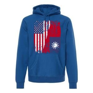 Taiwanese Roots Half American Flag Usa Taiwan Flag Gift Premium Hoodie