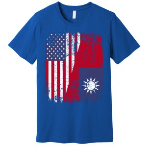 Taiwanese Roots Half American Flag Usa Taiwan Flag Gift Premium T-Shirt