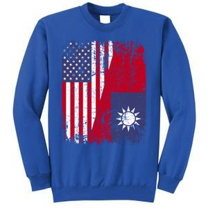 Taiwanese Roots Half American Flag Usa Taiwan Flag Gift Tall Sweatshirt