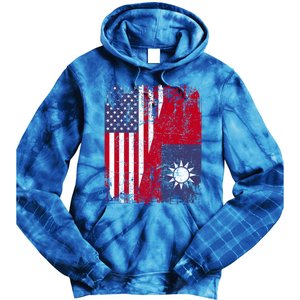 Taiwanese Roots Half American Flag Usa Taiwan Flag Gift Tie Dye Hoodie