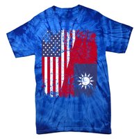 Taiwanese Roots Half American Flag Usa Taiwan Flag Gift Tie-Dye T-Shirt