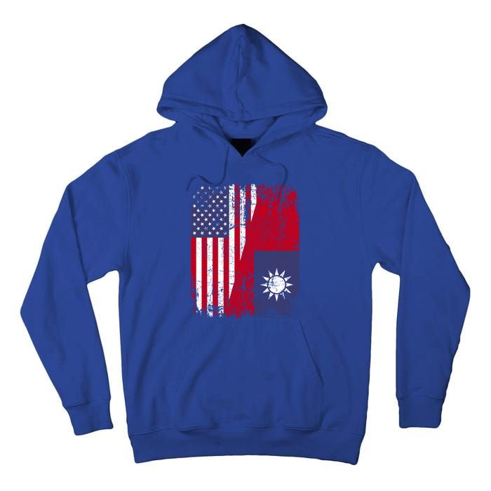 Taiwanese Roots Half American Flag Usa Taiwan Flag Gift Tall Hoodie