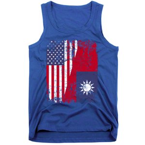 Taiwanese Roots Half American Flag Usa Taiwan Flag Gift Tank Top