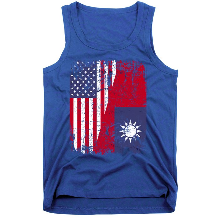 Taiwanese Roots Half American Flag Usa Taiwan Flag Gift Tank Top