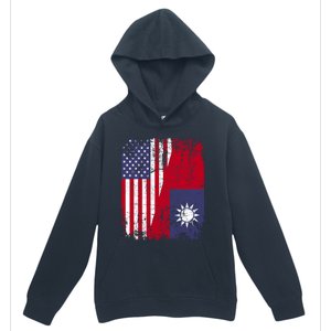 Taiwanese Roots Half American Flag Usa Taiwan Flag Gift Urban Pullover Hoodie