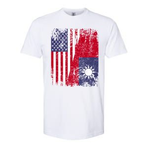 Taiwanese Roots Half American Flag Usa Taiwan Flag Gift Softstyle CVC T-Shirt