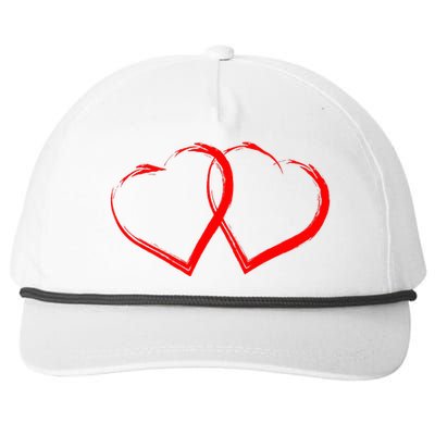 Two Red Hearts Cool Love Heart Valentines Day Snapback Five-Panel Rope Hat