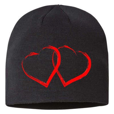 Two Red Hearts Cool Love Heart Valentines Day Sustainable Beanie