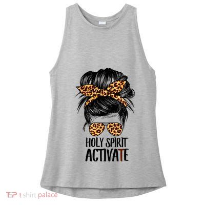 Trendy Religious Holy Spirit Cool Mom Life Leopard Print Ladies PosiCharge Tri-Blend Wicking Tank