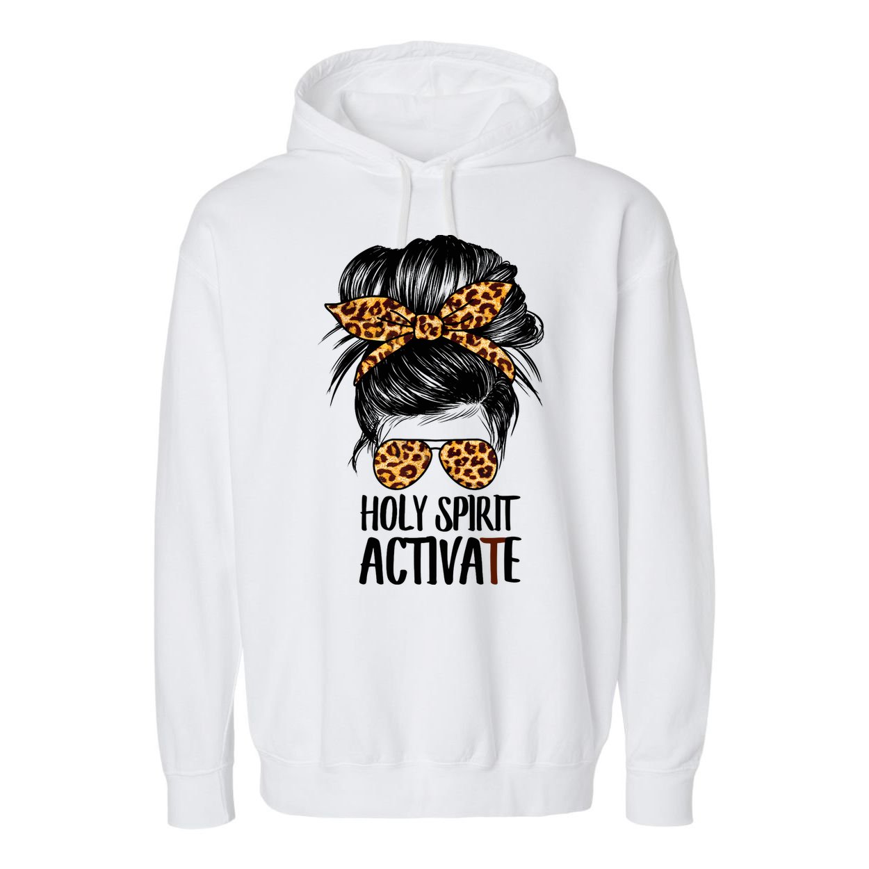 Trendy Religious Holy Spirit Cool Mom Life Leopard Print Garment-Dyed Fleece Hoodie
