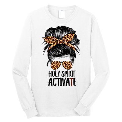 Trendy Religious Holy Spirit Cool Mom Life Leopard Print Long Sleeve Shirt