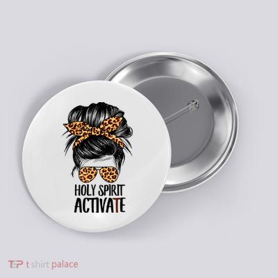 Trendy Religious Holy Spirit Cool Mom Life Leopard Print Button
