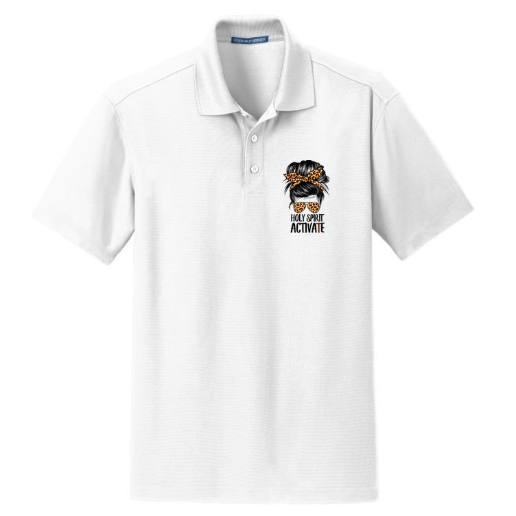 Trendy Religious Holy Spirit Cool Mom Life Leopard Print Dry Zone Grid Polo