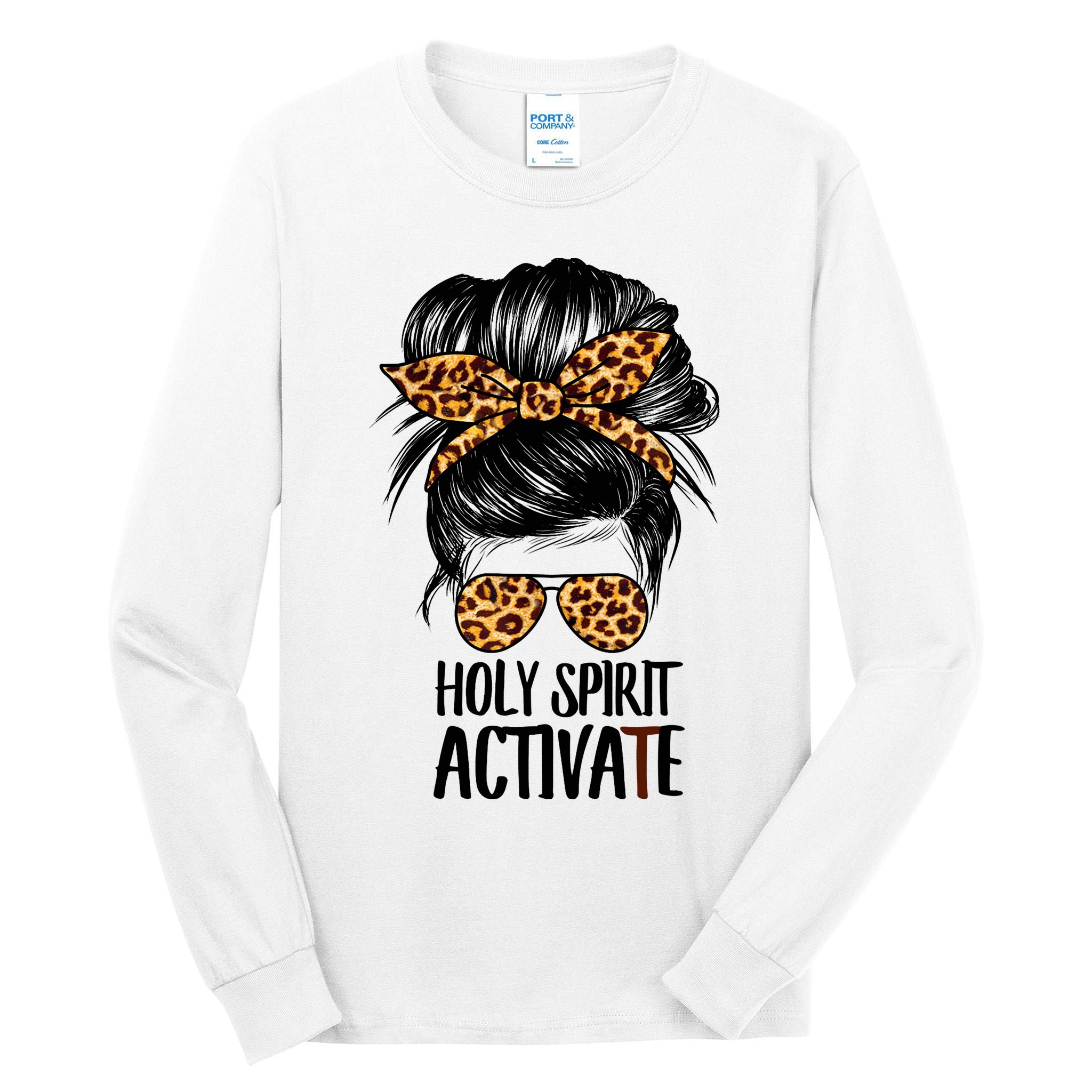 Trendy Religious Holy Spirit Cool Mom Life Leopard Print Tall Long Sleeve T-Shirt