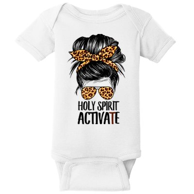 Trendy Religious Holy Spirit Cool Mom Life Leopard Print Baby Bodysuit