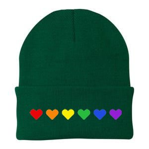 Tiny Rainbow Hearts Subtle Pride Month Flag Knit Cap Winter Beanie