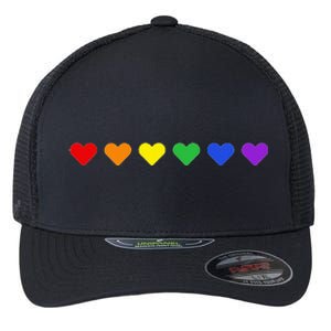 Tiny Rainbow Hearts Subtle Pride Month Flag Flexfit Unipanel Trucker Cap