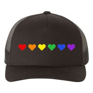 Tiny Rainbow Hearts Subtle Pride Month Flag Yupoong Adult 5-Panel Trucker Hat