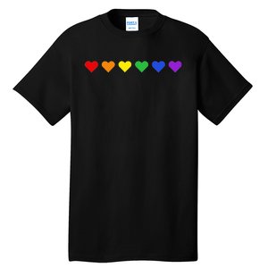 Tiny Rainbow Hearts Subtle Pride Month Flag Tall T-Shirt