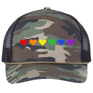 Tiny Rainbow Hearts Subtle Pride Month Flag Retro Rope Trucker Hat Cap